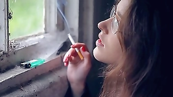 Angry girl in glasses with puffy nipples masturbates hard in the dirty alley