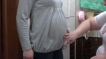 A nurse makes for a pregnant milf milky enema in hairy pussy and massages her vagina. Procedures unexpectedly end in orgasm. Fetish lesbians.